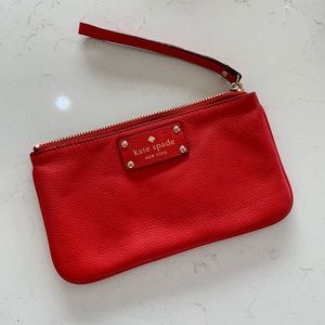 Red leather Kate Spade Wristlet